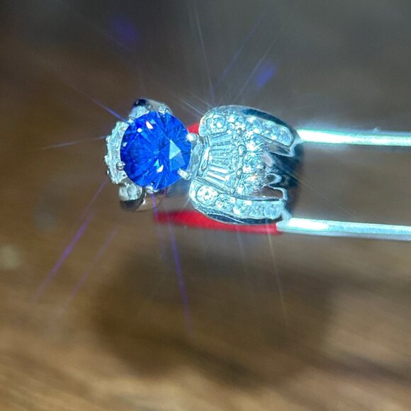 925 Blue/White Cz Ring - Picture 5 of 11